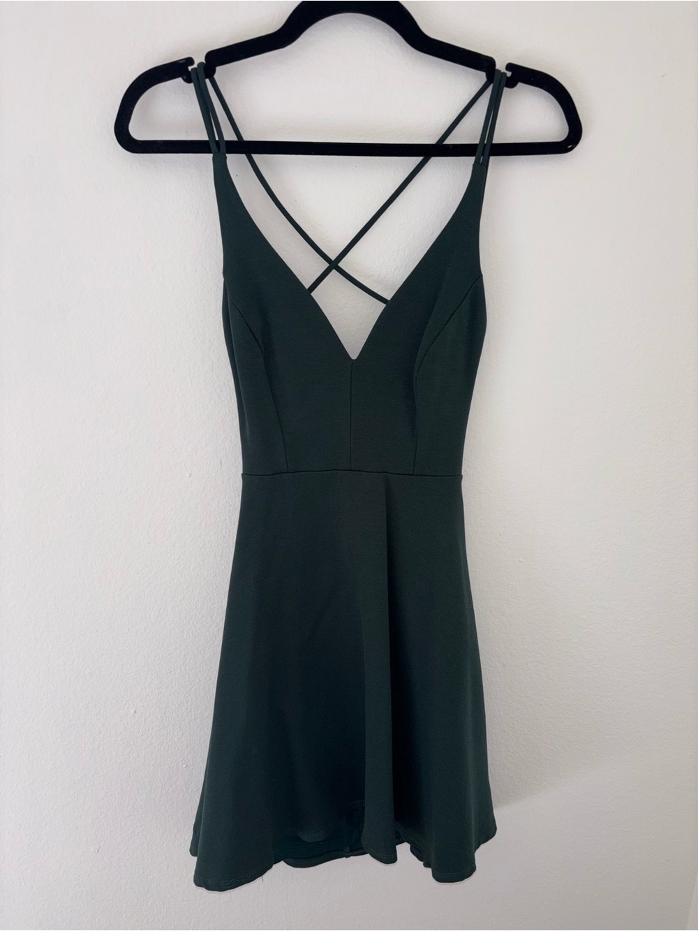 Lulus Dark Green Strappy V-Neck Mini Dress - M